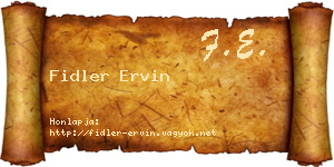 Fidler Ervin névjegykártya